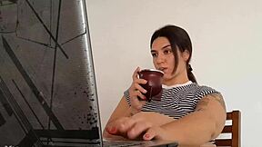 Carla blasts massive farts while grinding at work frenzy!
