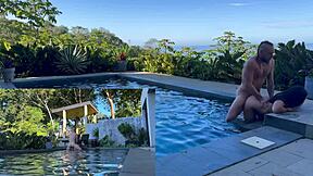 you ready for this juicy asian slut bent over poolside taking rough anal creampie