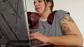 Carla blasts massive farts while grinding at work frenzy!