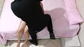 stepdad catches her watching porn so he punishes with anal creampie riding