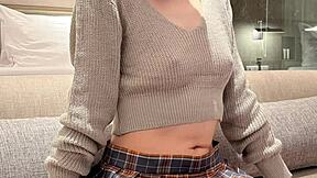 Japanese Student Micro Mini Skirt Cosplay Cute Legs Feet Small Tits Skinny Ponytail