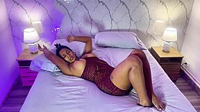 beautiful colombian milf masturbates tight wet pussy on bed ep 1