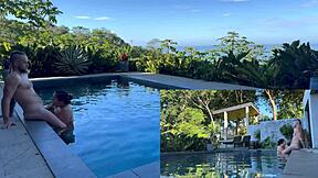 you ready for this juicy asian slut bent over poolside taking rough anal creampie