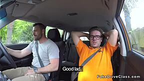 Fake Instructor's Friend Slams Blonde's Throat and Pussy in Classroom!