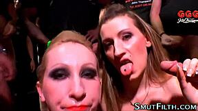 What happens when kinky Euro babes swap loads after bukkake blast?