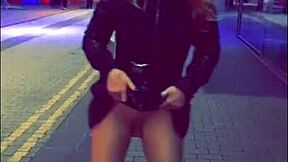 naughty london slut flashes pussy for bbc facial cumshot lover