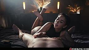 Watch This Sexy Tattoo Latina Brunette Smoke While Slowly Sucking Cock POV