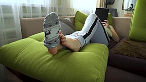 voyeur watches hot amateur slave tease wrinkled feet in socks homemade