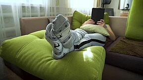 voyeur watches hot amateur slave tease wrinkled feet in socks homemade