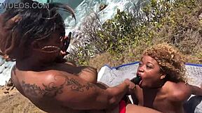 Pornstar Porsha Carrera Strapons Nina Rivera Hard Outside On Beach