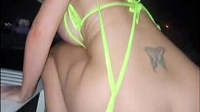 Pov Blonde Raver Slut Sucks Cock and Rides to Rooftop Creampie with Huge Tits