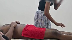massage lady gets surprised by quick flashing handjob action
