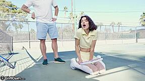 tennis babe skips lessons for steamy private ride