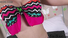 check out this asian shemale model from bangkok in her solo petite tgirl tease