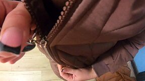 wanna see this curvy milf gulp pee, fart, and swallow cum on her jacket?