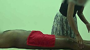 massage lady gets surprised by quick flashing handjob action