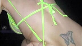 Pov Blonde Raver Slut Sucks Cock and Rides to Rooftop Creampie with Huge Tits