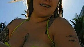 beach hunks can't stop staring at my flashing curves