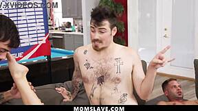 the gang's sexy dare game gets hornier with every bent over lick and milf pussy ride