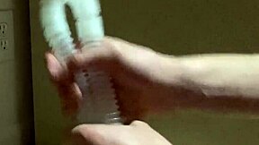 Fucking humidifier tube gripped tight for explosive handjob wank!