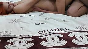 redhead teen in stockings rides stepbro's cock cowgirl then missionary till cum on ass