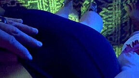 Cheetah Adora tempts on tour bus with clear heels and booty dress