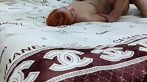 redhead teen in stockings rides stepbro's cock cowgirl then missionary till cum on ass