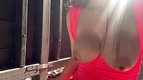 Artemisia Love bounces huge tits solo outside!