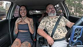 Nick Niquita strips in Belem car and gives her tight ass to driver bareback