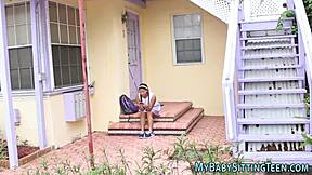 latin teen babysitter 18 yo takes massive facial cumshot