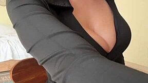 Jerking Hard to Stepmom's Massive Natural Tits Swinging in Webcam Show