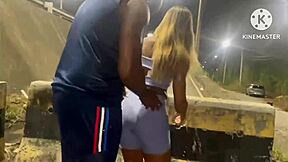 hey wife cheating on hubby in street after car runs out of gas cuck hugs bull