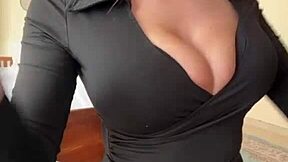 Jerking Hard to Stepmom's Massive Natural Tits Swinging in Webcam Show