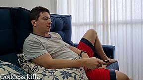 maid spots boss spying, now she chokes him deep