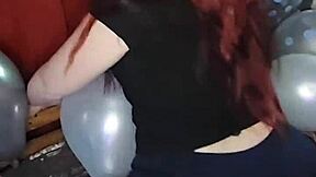 i ride and burst balloons with my fat ass in looner play