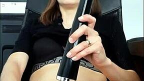 horny secretary wife vibes pussy to orgasm with magic wand at work