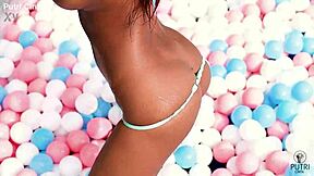 yo putri cinta strips nude by the pool showing off her pussy