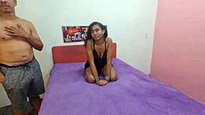 skinny brazilian brunette myllena rios bent over taking monster brazilian cock deep in ass doggystyle.