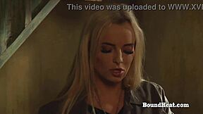 blonde slave bound, mistress fingers her big ass pussy