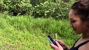 Young Branquinha Opens Pink Pussy In Woods Raw