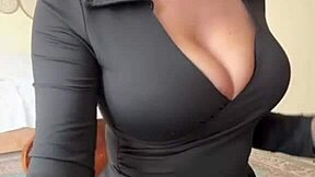 Jerking Hard to Stepmom's Massive Natural Tits Swinging in Webcam Show