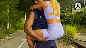 hey wife cheating on hubby in street after car runs out of gas cuck hugs bull