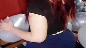 i ride and burst balloons with my fat ass in looner play