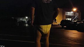 hey, check out this guy waddling outside in his super thick diaper