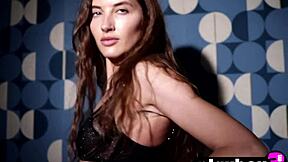 Russian Brunette Milf Poses Lingerie Ripping Small Tits