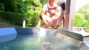 oh man, that nudist swan's big pussy lips get stretched outdoors by bbc cowgirl!