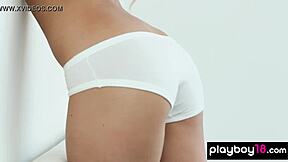 Audrey Allen Strips Teasing Her Petite Shaved Pussy and Natural Tits Curves!