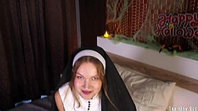sexy nun next door bends over sucks dick swallows hot cum load