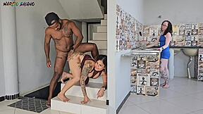 WIFE CLEANS HOUSE BLIND TO ME RIPPING MOM'S CLOTHES FUCKING FAT BBW ASS INTERRACIAL BBC