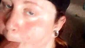 he flashes cock in garage and cute girl drops to suck and lick it deep